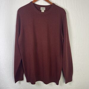 New LL Bean Lambs Wool Sweater Crew Neck Burgundy Mens Large Tall LT Prep Q